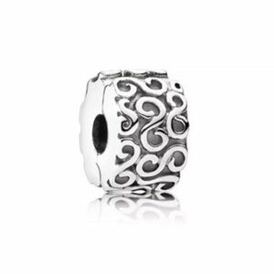 Retired Pandora Serpentine Oxidized Swirl Clip Charm